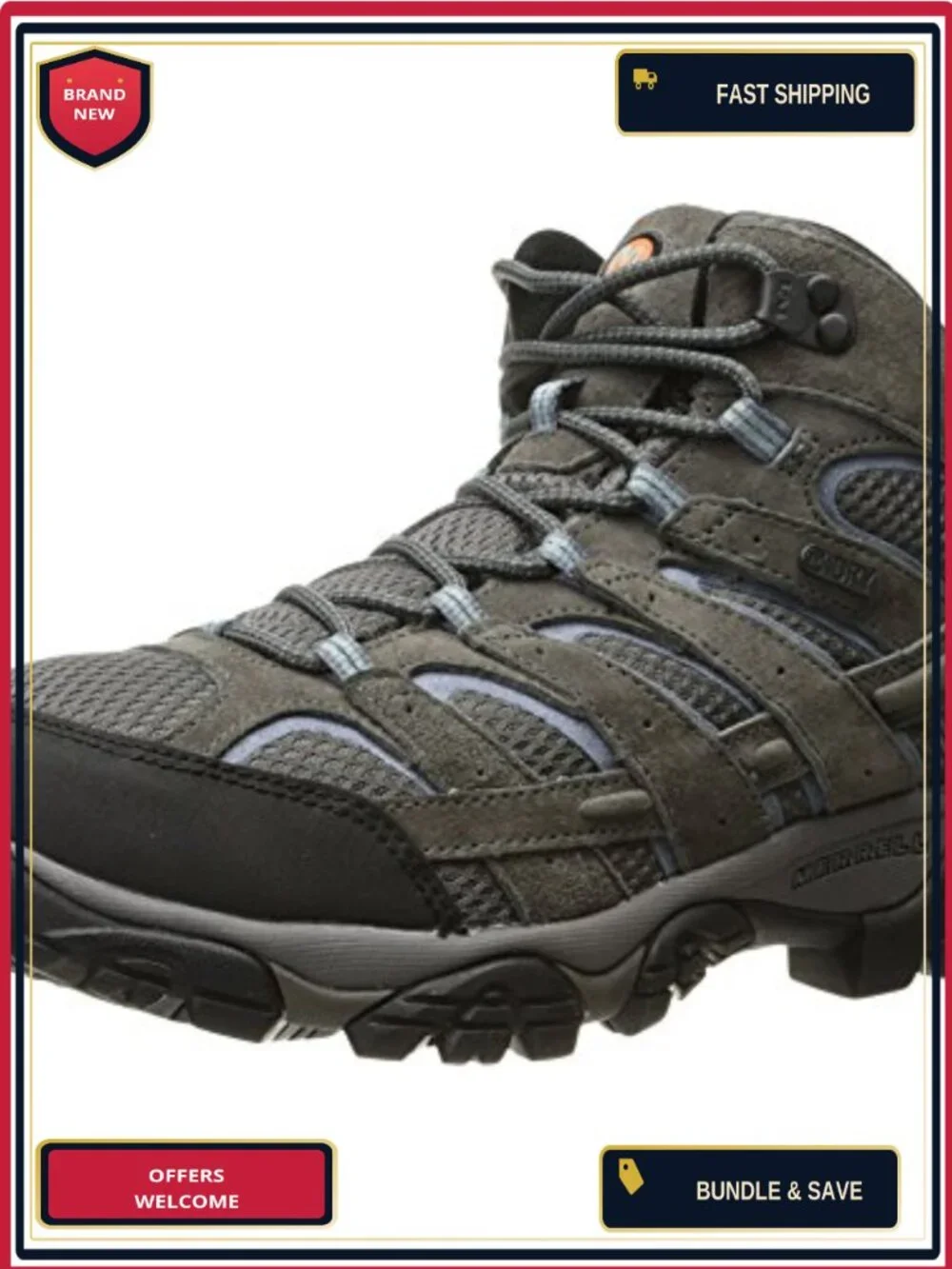 Waterproof Leather & Mesh Hiking Boots for Women - Ankle Height, Lace Up,
